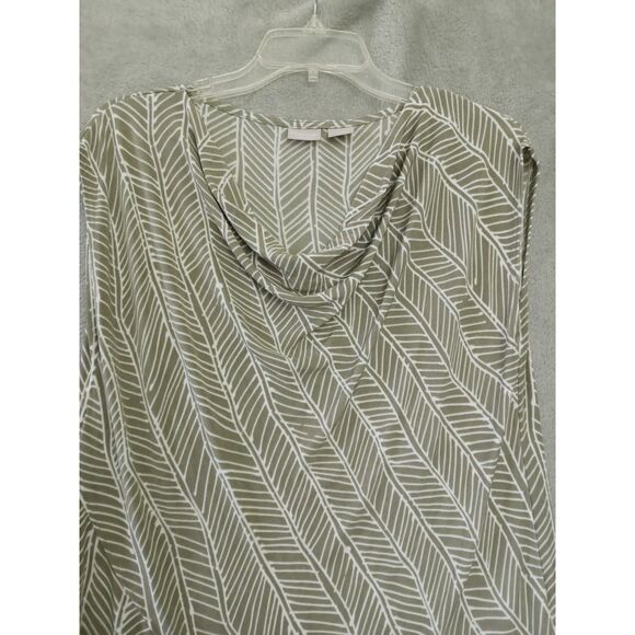 Chicos Travelers Top Sz 1 / M Slinky Liquid Knit Sleeveless Drape Green Beige - Picture 3 of 9